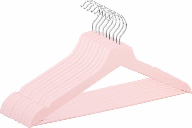 Springos Wieszaki na ubrania drewniane zestaw 9 szt. różowe UNIWERSALNY