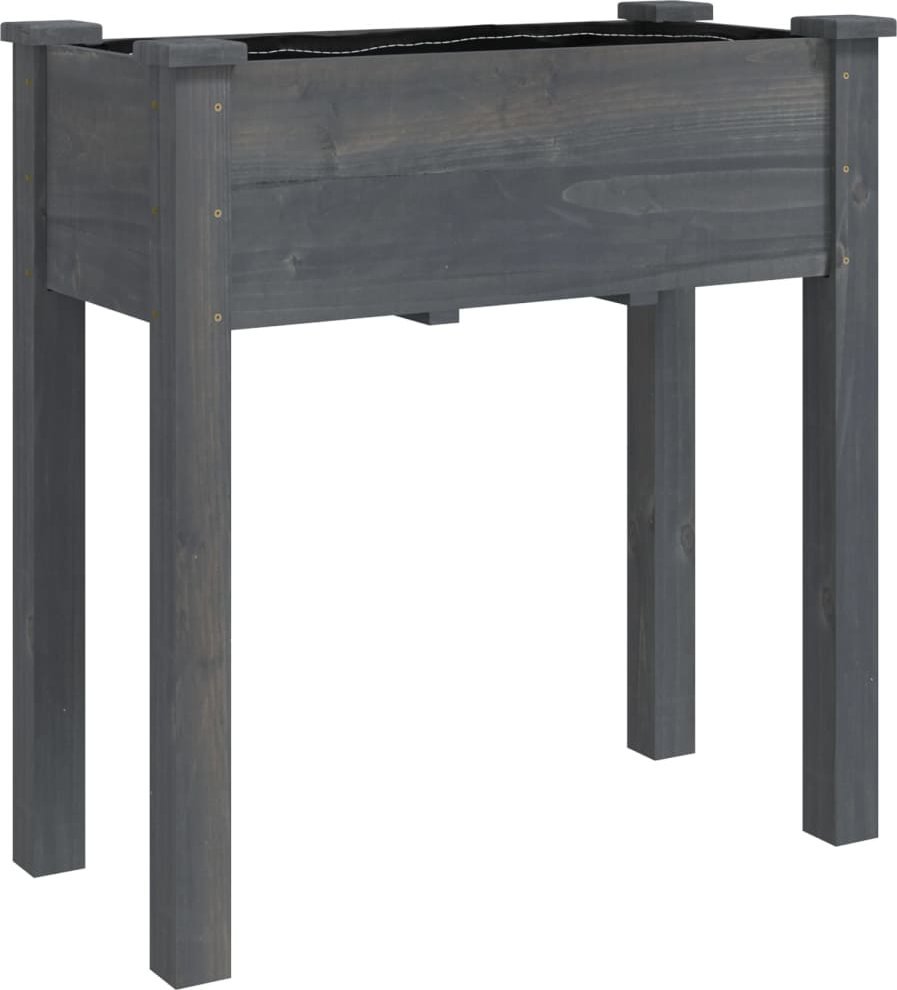 Kwietnik z wyściółką, szary, 71x37x76 cm, lite drewno jodłowe