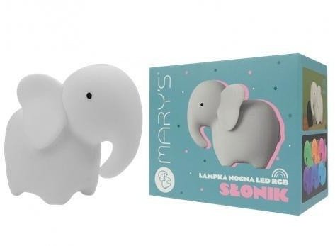Lampka nocna LED RGB słoń biały z pilotem