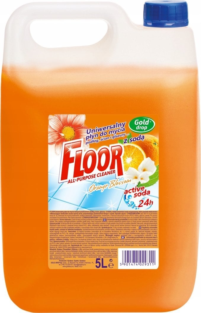 Floor Floor Active Soda - Uniwersalny płyn do mycia powierzchni z odtłuszczaczem, 5 l - Orange Blossom