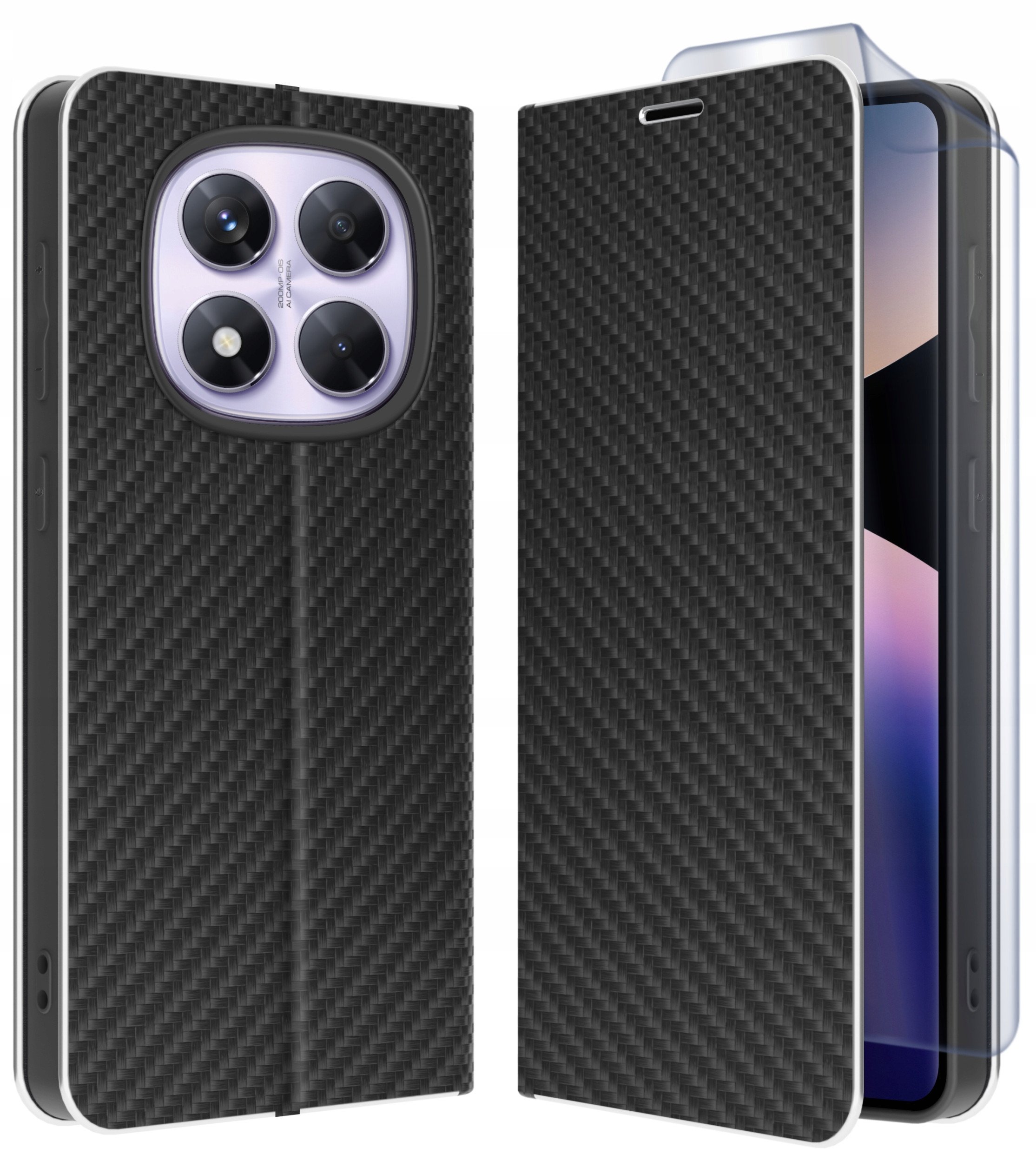 ETUI do Xiaomi Redmi Note 14 Pro| Pro+ 5G |CARBON PORTFEL BOOK TOKRA +FOLIA