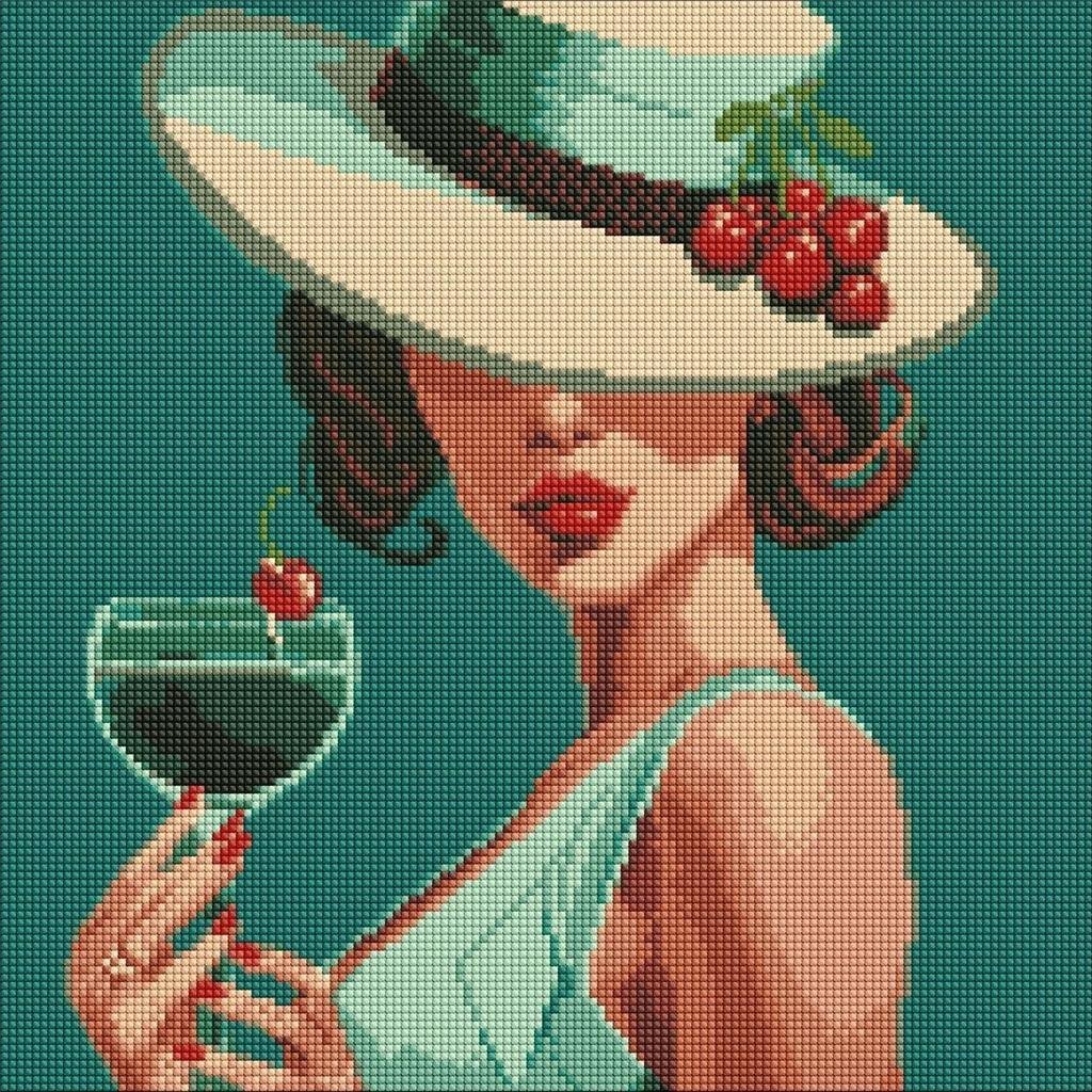 Diamentowa mozaika bez ramy - Blue curacao 40x50cm