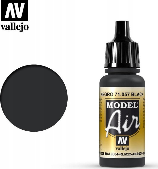 Vallejo Vallejo 71.057, 17 ml, Black, Matte, Bottle