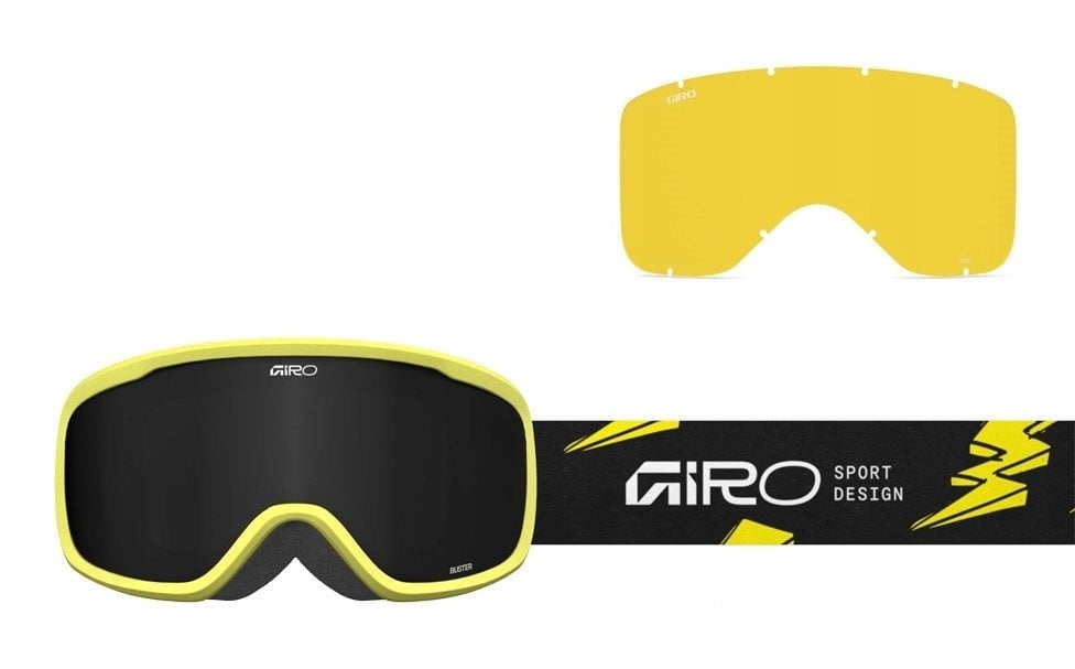 Giro Gogle zimowe juniorskie GIRO BUSTER YELLOW BOLTS (OTG) (Cylindrical) (Lustrzana szyba kolorowa ULTRA BLACK 8-18% S3)