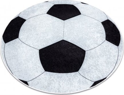 Dywany Łuszczów Dywan do prania JUNIOR 51553.802 koło Piłka nożna dla dzieci antypoślizgowy - czarny / biały, koło 160 cm