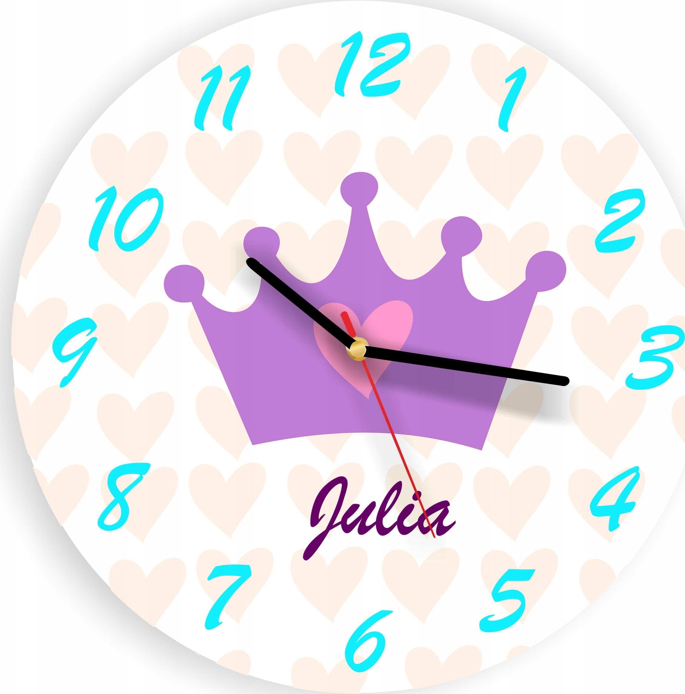 naSciane Zegar dla księżniczki korona z imieniem dziecka