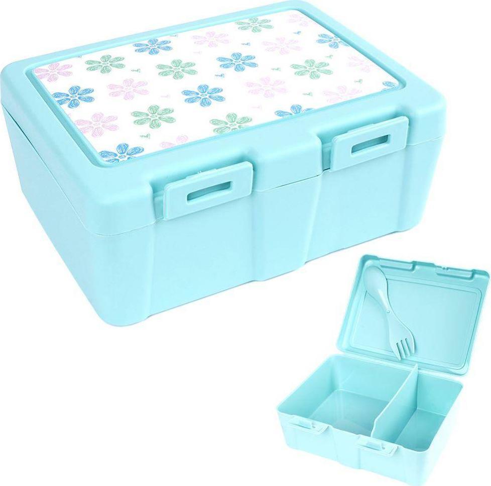 Orion Pojemnik śniadaniowy z przegrodą na śniadanie sałatkę lunchbox sztućce śniadaniówka kwiaty 1 l