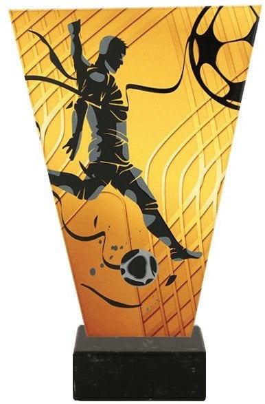 Victoria Sport Monochromatyczne trofeum szklane na podstawie marmurowej - PIŁKA NOŻNA PIŁKARZ