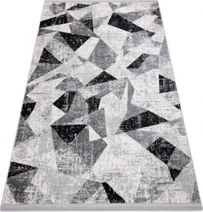 Dywany Łuszczów Dywan TULS nowoczesny, strukturalny, frędzle 51211 Geometryczny antracyt, 160x220 cm