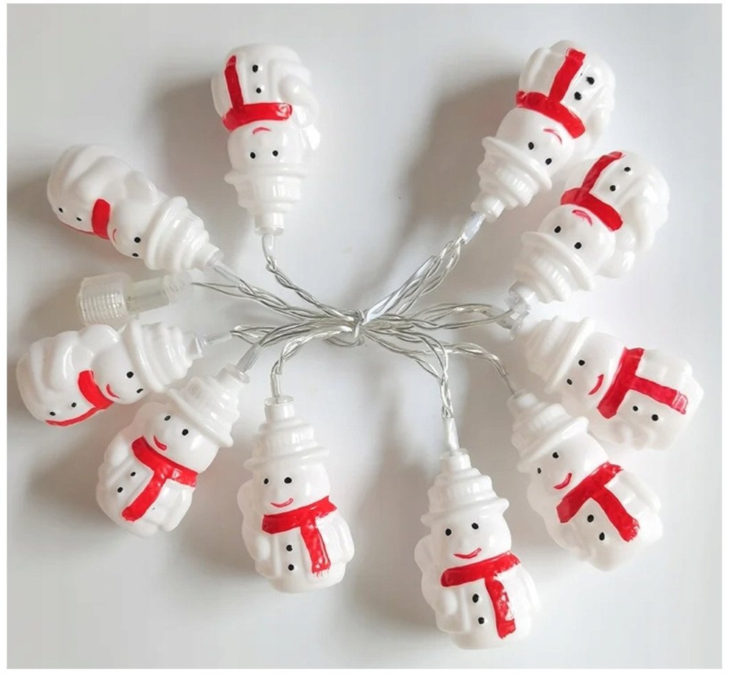 Lampki choinkowe 10 LED bałwanki ciepły biały ML-C