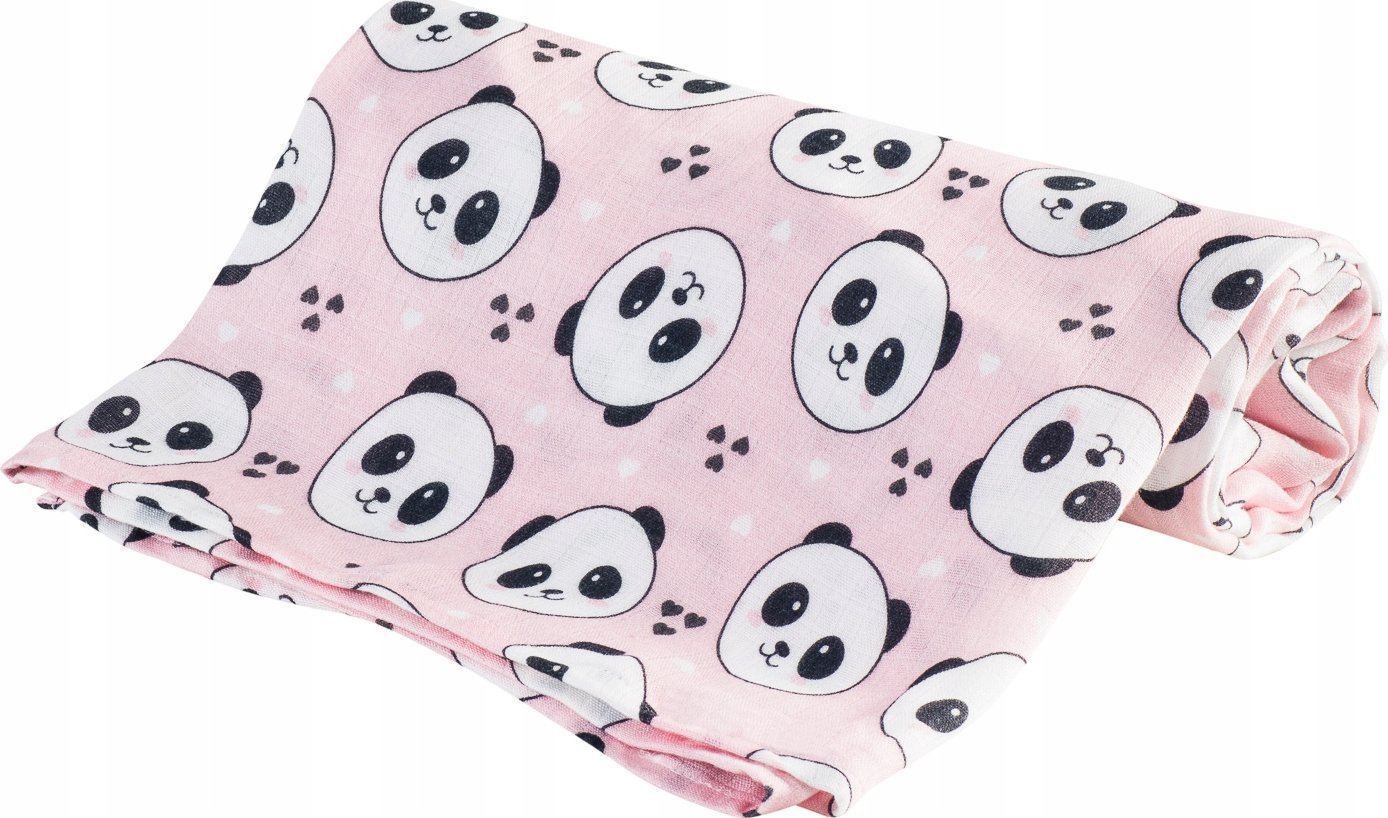 BOC0307-PIELUSZKA BAMBUSOWA 75X75 PANDA RÓŻ