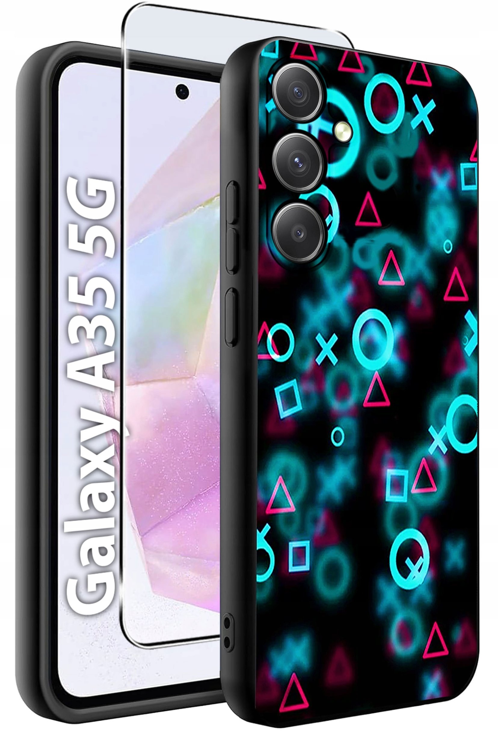 ETUI do Samsung A35 5G WZORY | SILIKONOWE MATT CASE + SZKŁO HARTOWANE 9H