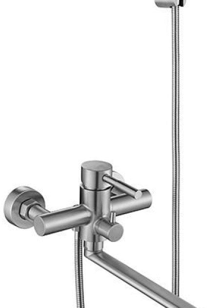 AQUALINE STEEL bathroom faucet, long spout, with shower system