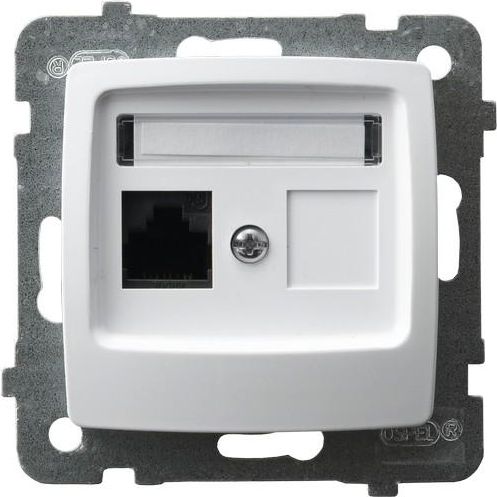 Ospel Gniazdo komputerowe Karo pojedyncze RJ45 5e białe (GPK-1S/K/m/00)