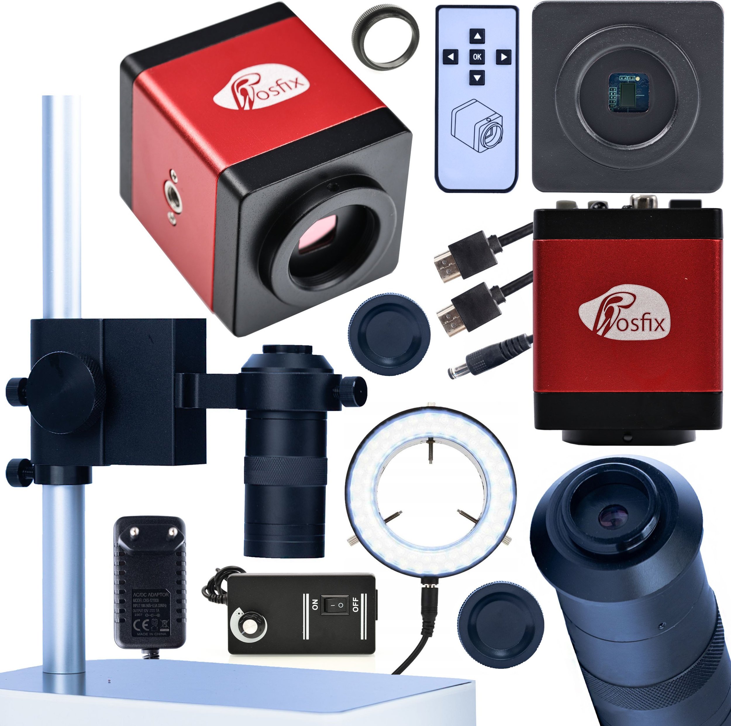 Mikroskop Rosfix MIKROSKOP CYFROWY DLA ELEKTRONIKA Z KAMERĄ FULLHD RED DRACO OŚWIETLACZ 4W1