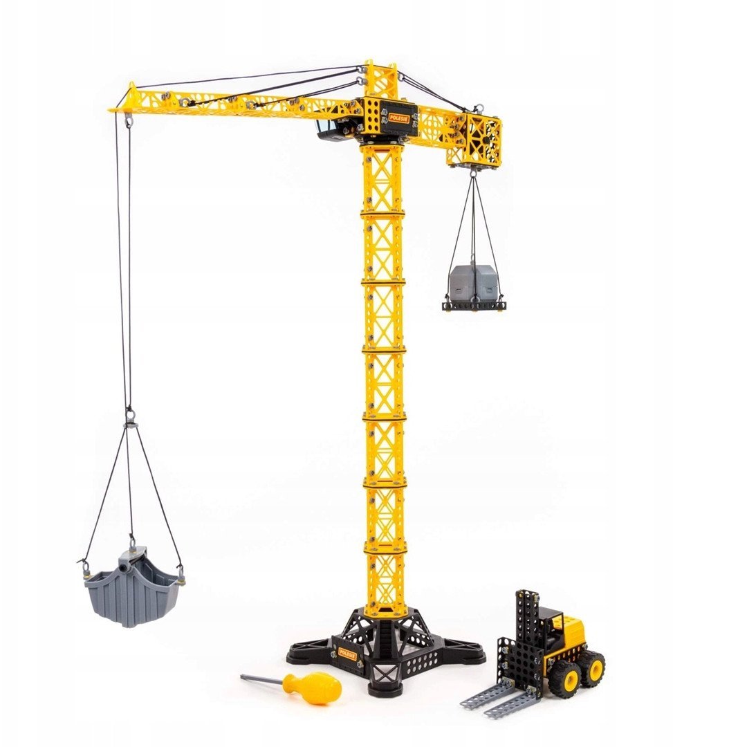 Polesie 09255 Klocki Żuraw budowniczy Gigant z ładowarką 588 elementów w pudełku