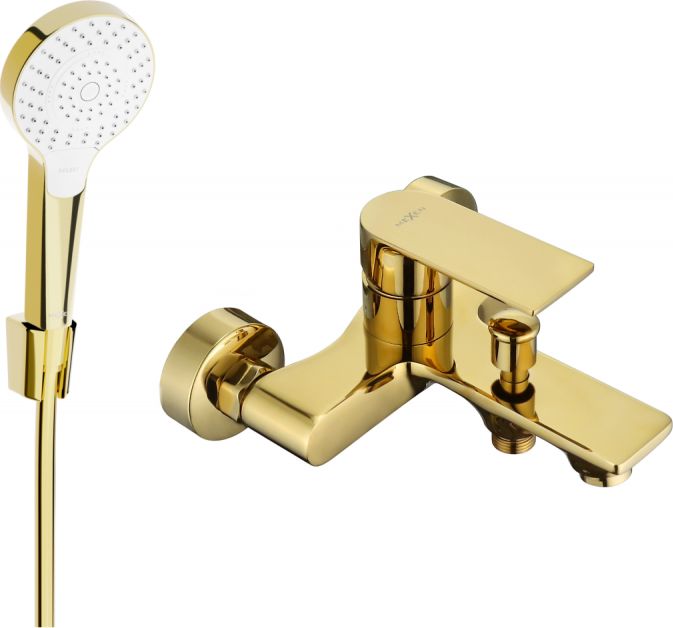 Mexen Mexen Royo R05 bateria wannowa z zestawem prysznicowym, złota - 7223R05-50