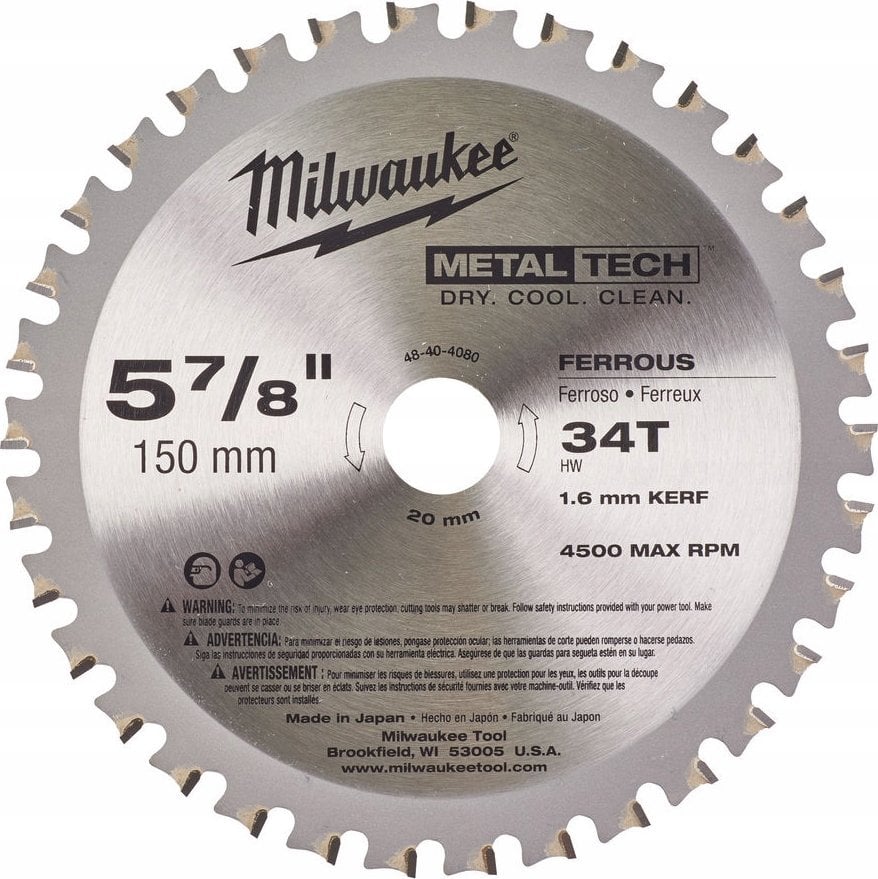Milwaukee Piła tarczowa 150x20mm, 34z, do metalu (48404080)