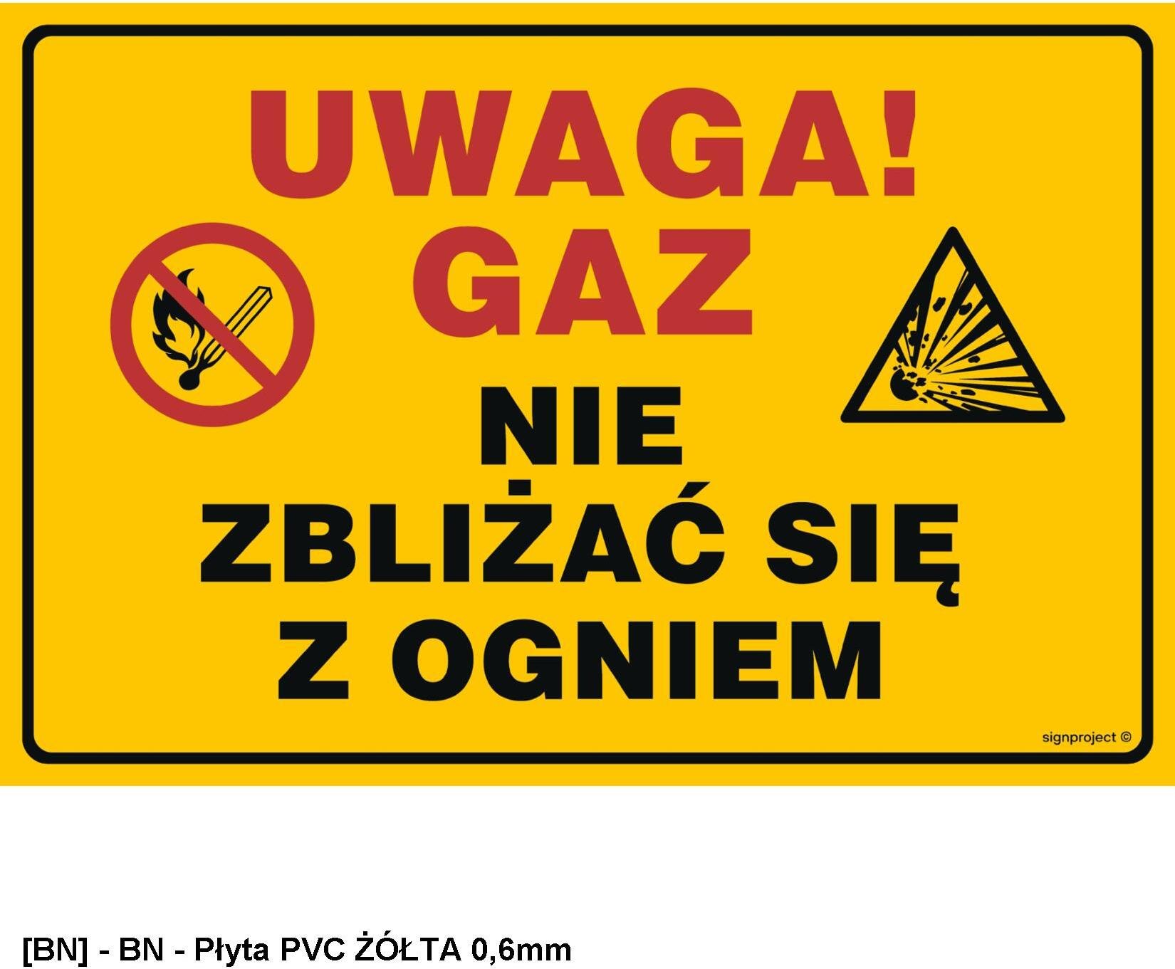 TD Systems JD050 - Uwaga! Gaz.Nie zbliżać się z ogniem 200x150