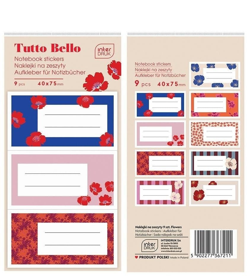 Naklejki na zeszyty Flowers 9szt