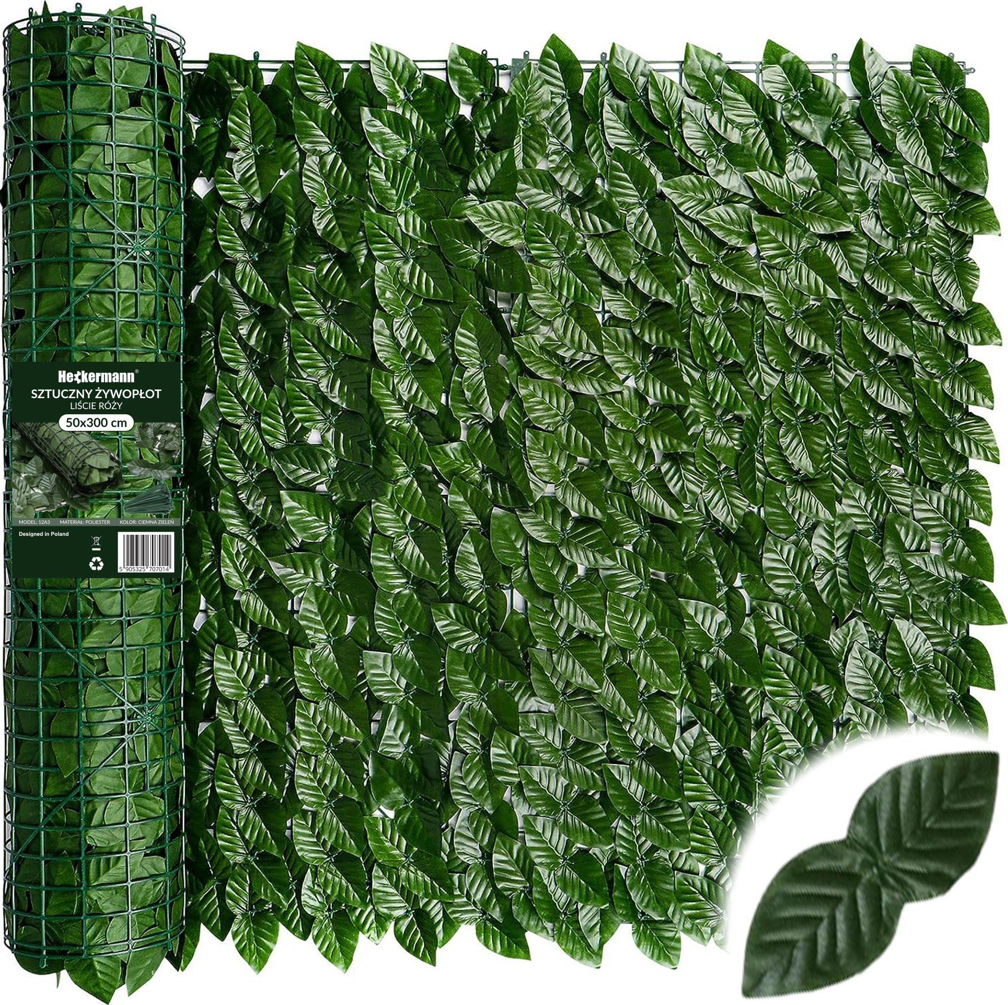 Heckermann Sztuczny żywopłot liście róży Heckermann 0,5x3m Model 2