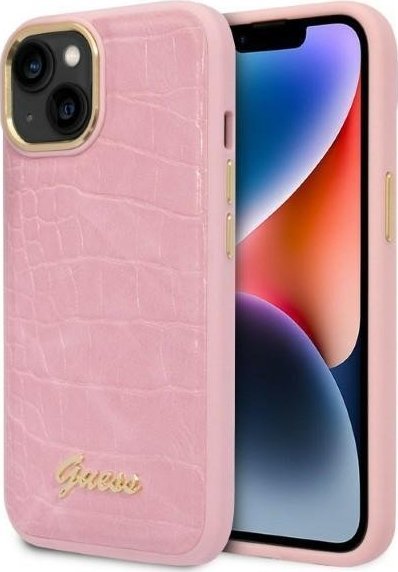 Guess Etui GUHCP14MHGCRHP Apple iPhone 14 Plus różowy/pink hardcase Croco Collection