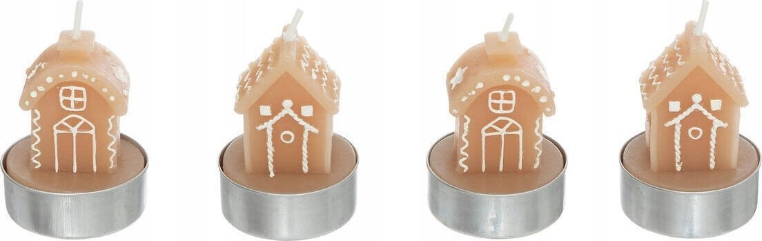 Atmosphera Świeczki tealight w kształcie domków z piernika, 4 sztuki