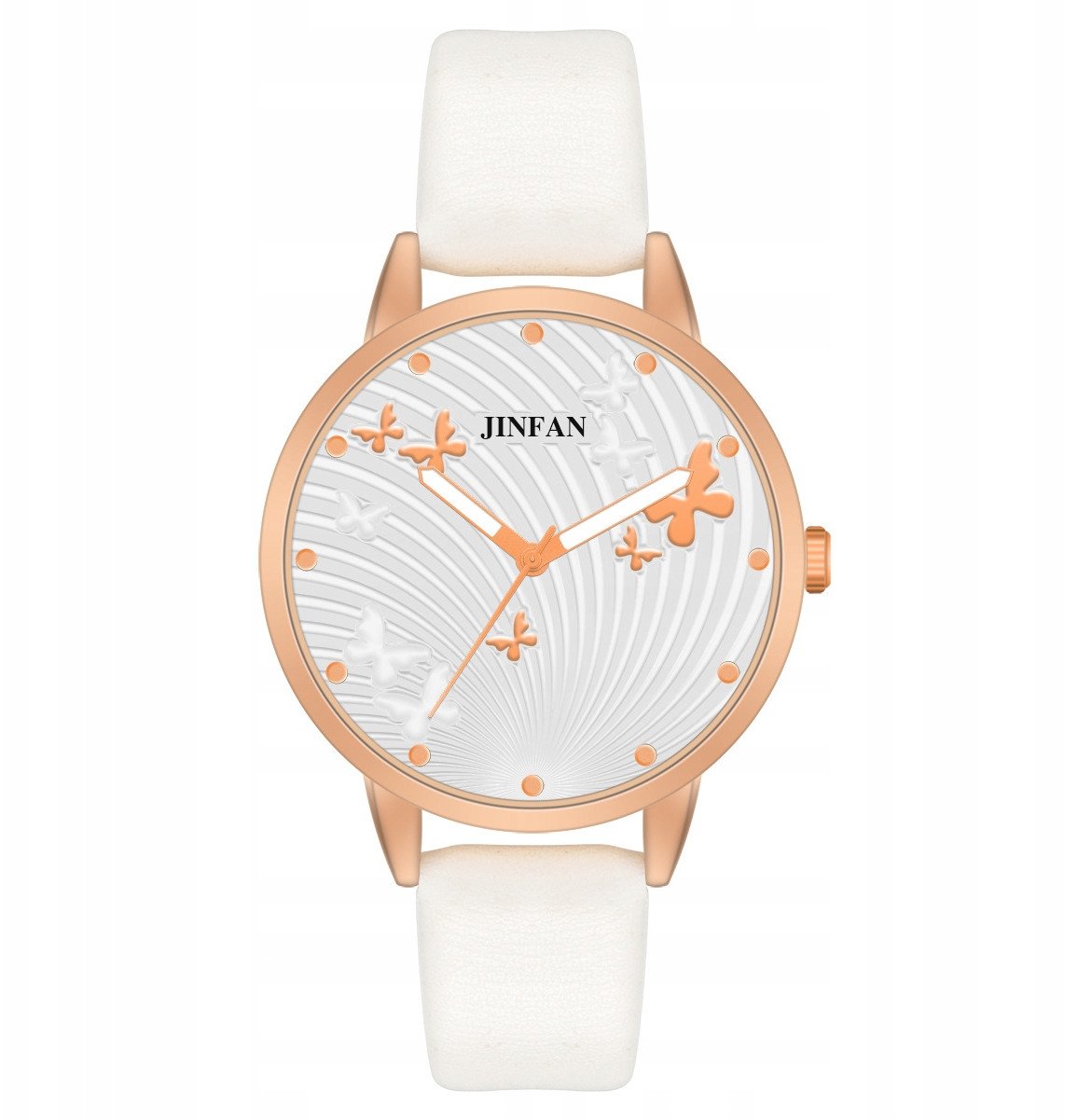 Zegarek ITIMPORT Zegarek DAMSKI WYGODNY Czytelny Kwarcowy ELEGANCKI Motylki BIAŁY