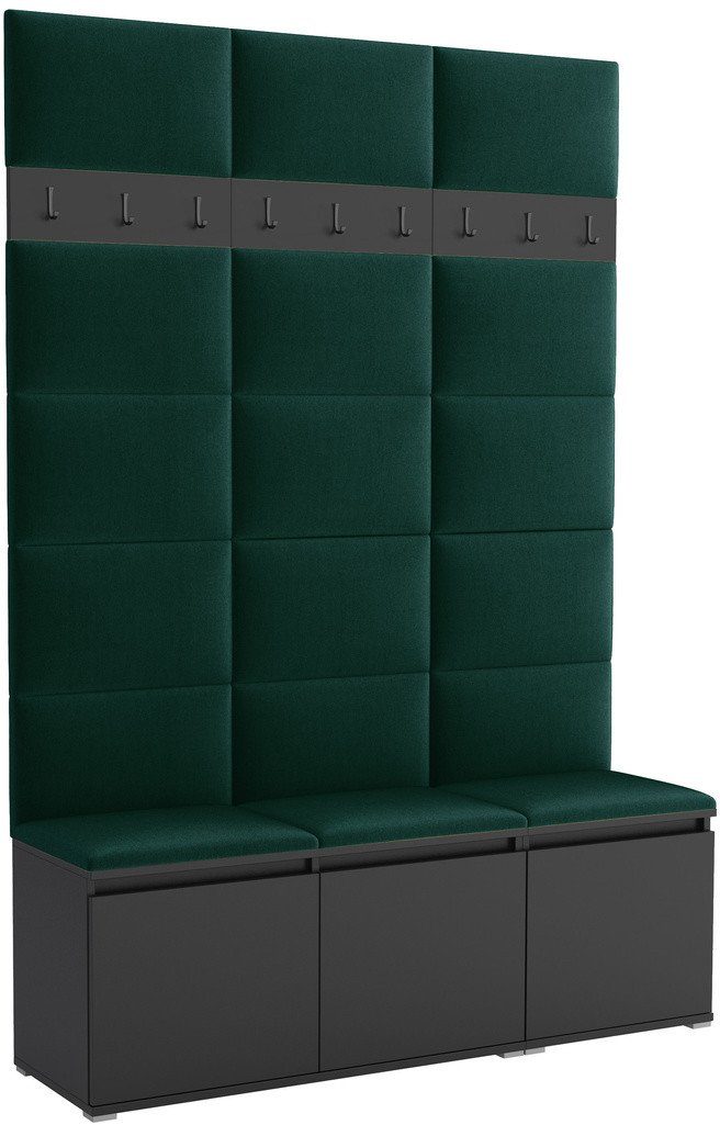 Tapicerowana garderoba Noris III - kolor czarny + tkanina Trinity 28