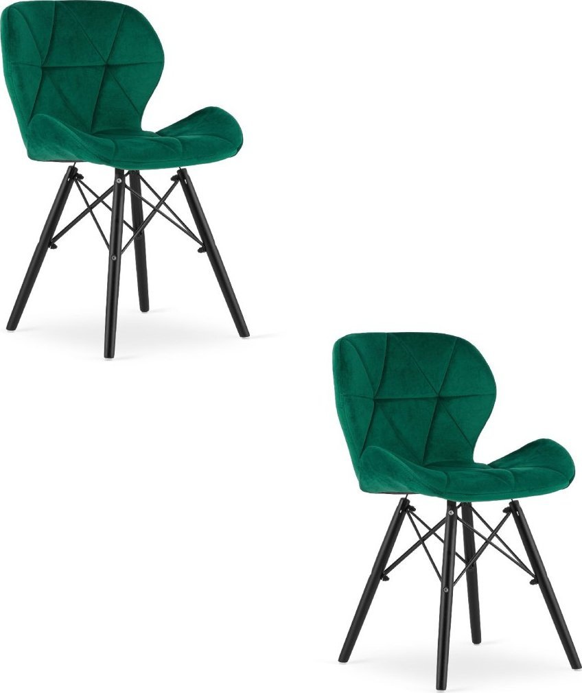 Leobert Krzesło LAGO Aksamit - zielone / nogi czarne x 2