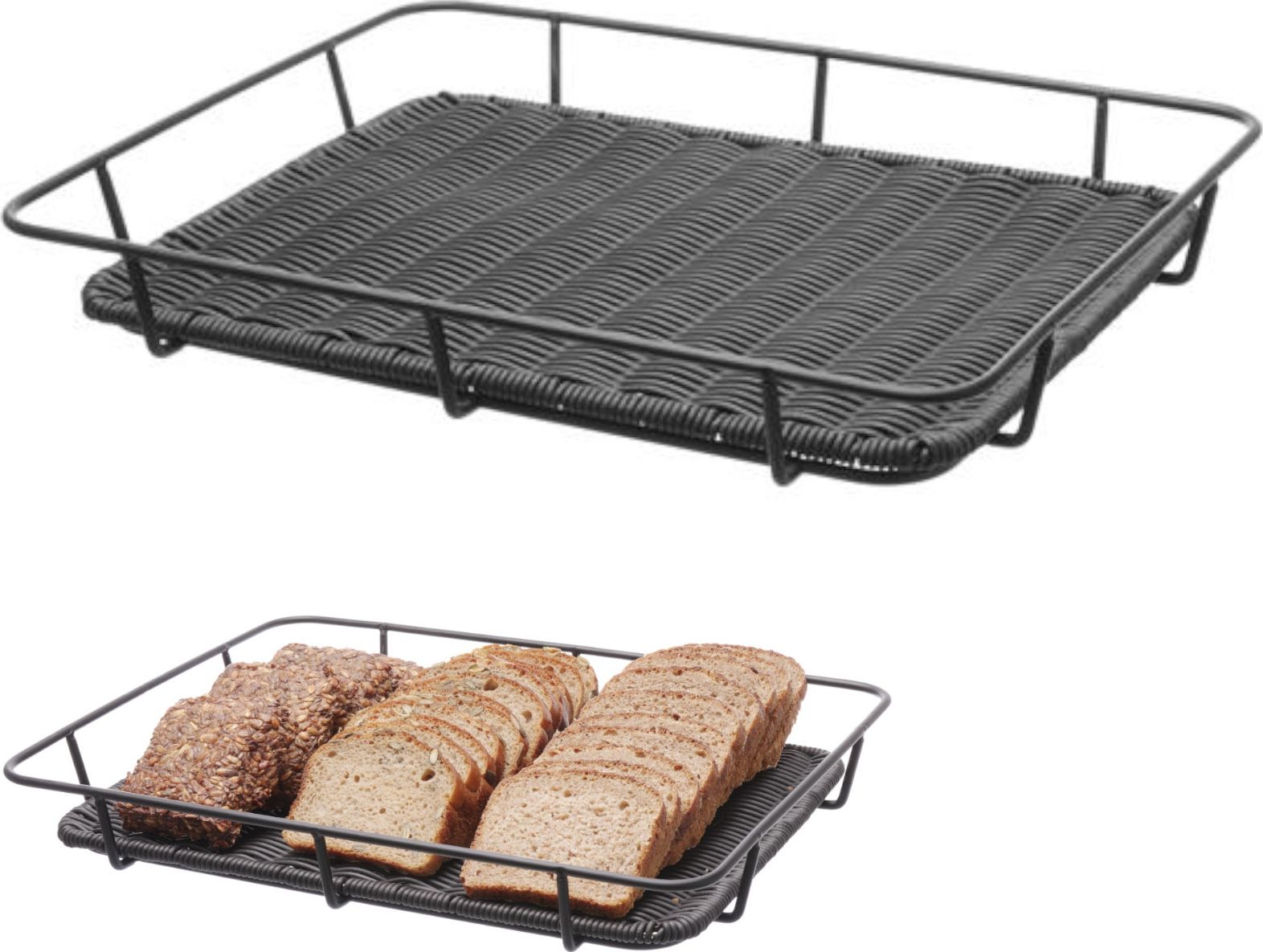 Hendi Kosz tacka na pieczywo z ramą ze stali nierdzewnej czarny 400x300x50 mm - Hendi 426555 Kosz tacka na pieczywo z ramą ze stali nierdzewnej czarny