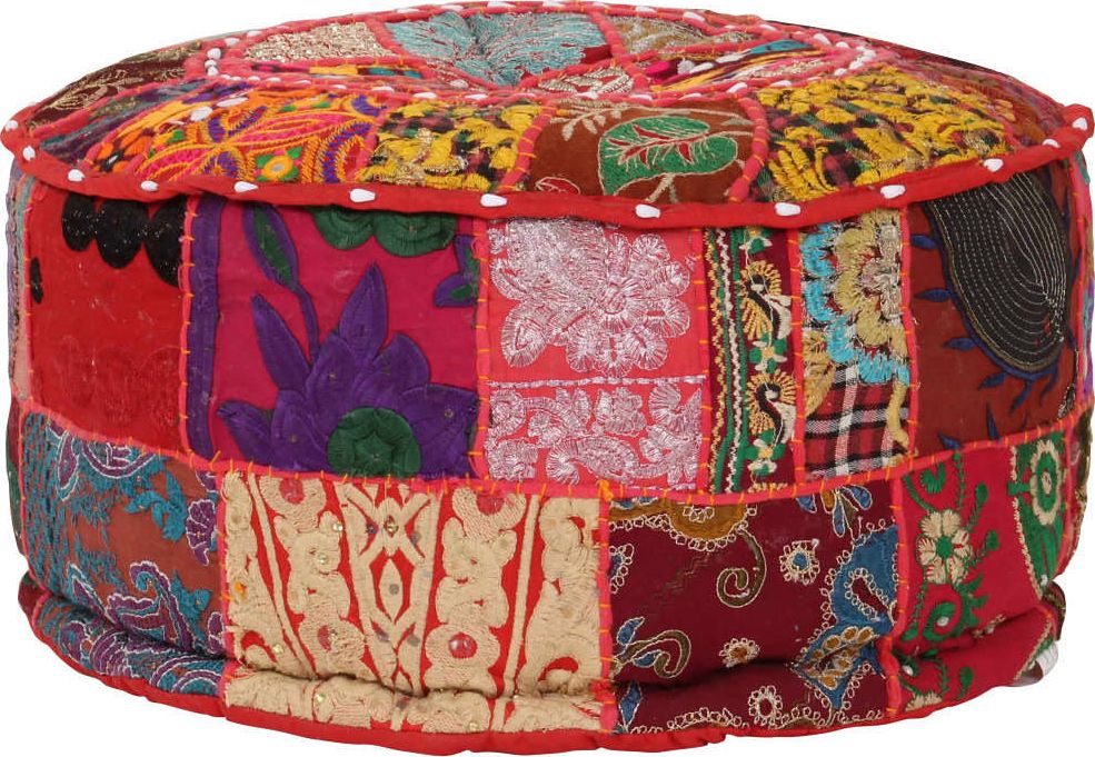 Elior Okrągła pikowana pufa do salonu - Tela 3X