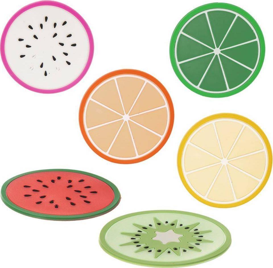 Excellent Houseware Podkładka podstawka pod kubek szklankę zestaw podkładek owoce 6 sztuk 8,5 cm