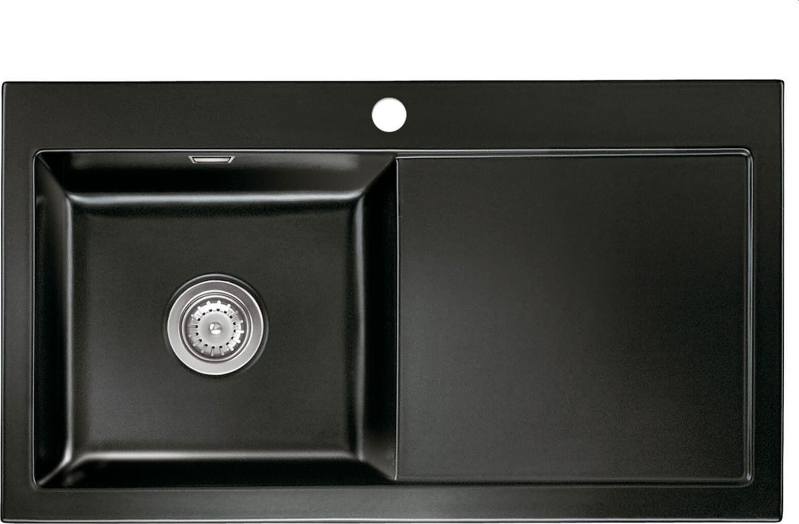 Zlewozmywak SYSTEMCERAM Systemceram Mera 90 Nero, zlewozmywak ceramiczny, korek manualny