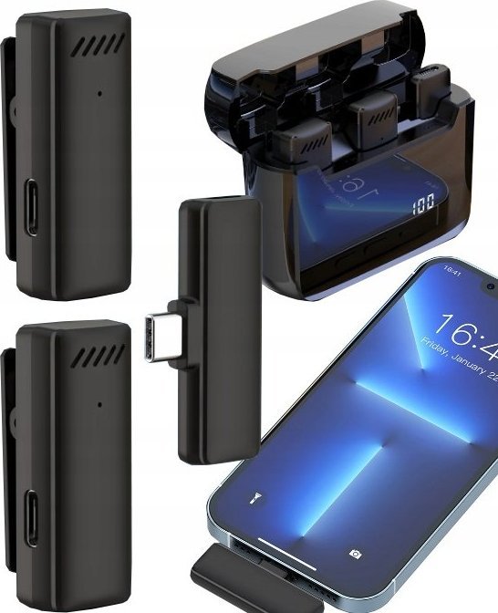 Mikrofon Spreest BEZPRZEWODOWY MIKROFON KRAWATOWY USB C DLA ANDROID IOS STREAMING LIVE VLOG