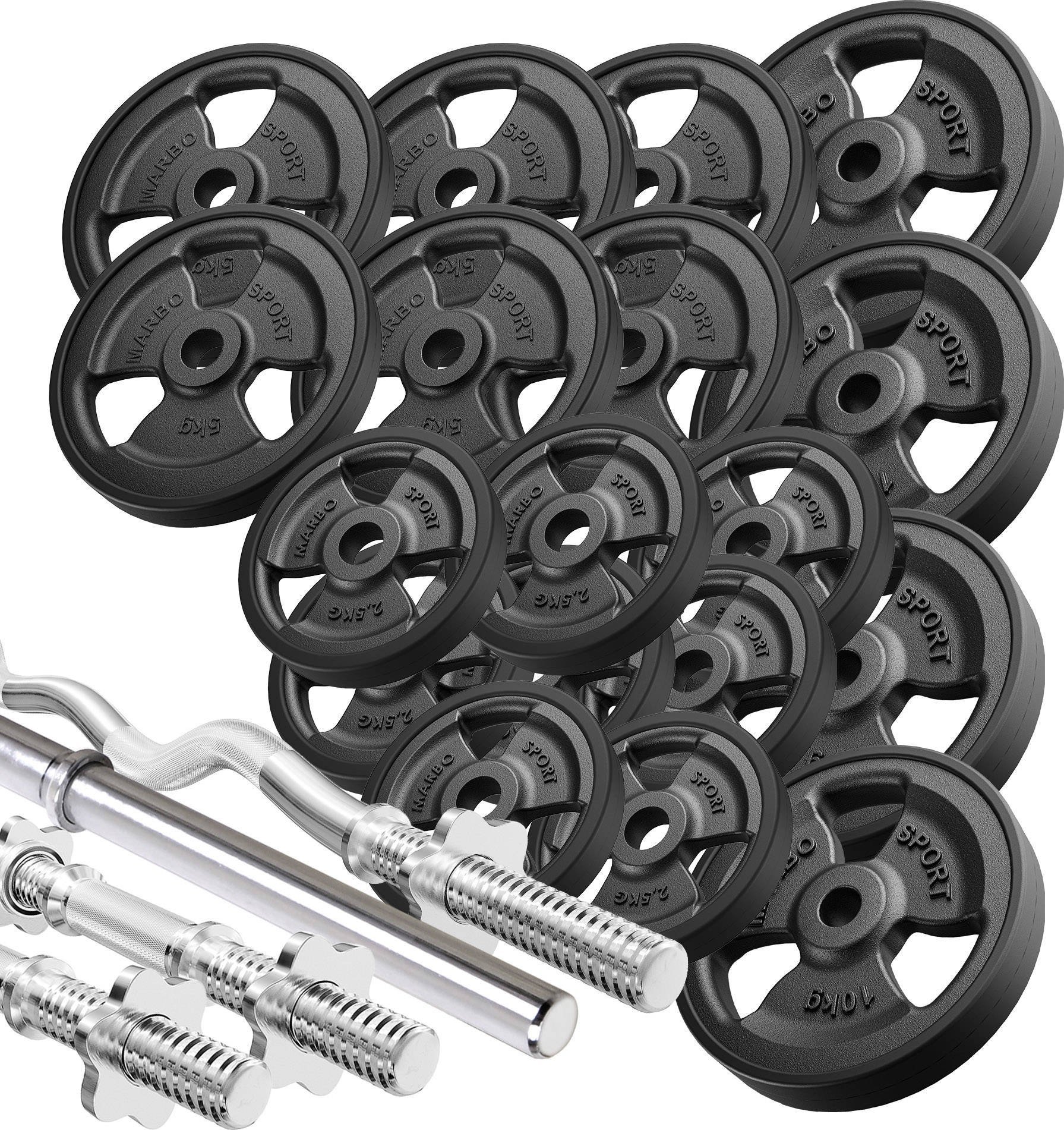 Zestaw gryfów i obciążeń gumowanych 113 kg - Marbo Sport