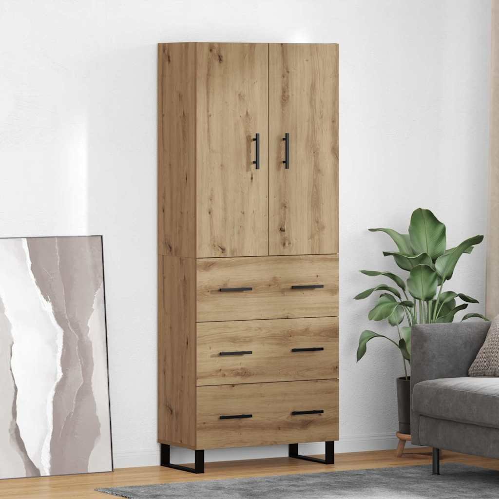 vidaXL Highboard 2 pcs Dąb rzemieślniczy Drewno inżynieryjne i szkło