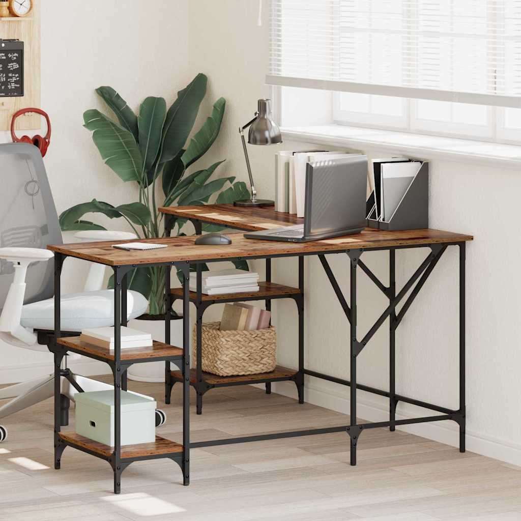 Biurko vidaXL Biurko Stare drewno 139 x 139 x 75 cm Materiał z drewna