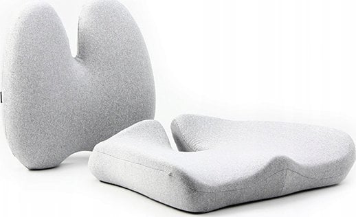 Zestaw poduszka l�d�wiowa i poduszka siedziska, ergonomiczna, szary, pianka z efektem pami�ci, Powerton