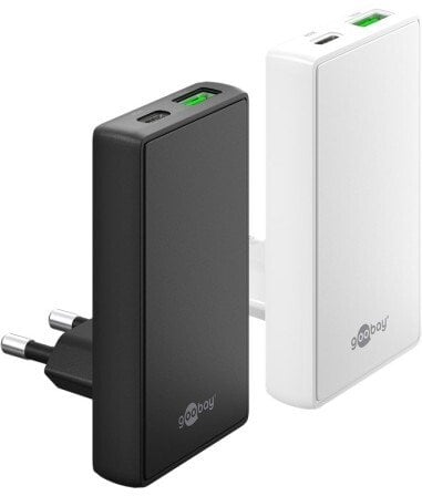 Ładowarka Goobay Podwójna szybka ładowarka USB-C PD GaN 90 Flat (45 W) biały