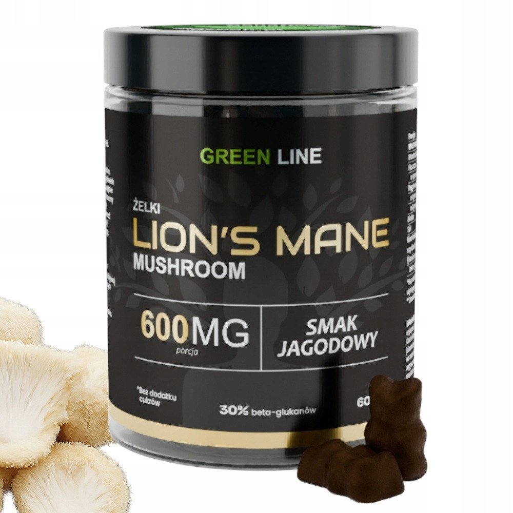 Lion's Mane ŻELKI 600mg Blueberry | BEZ CUKRU | 60 szt | Green Line