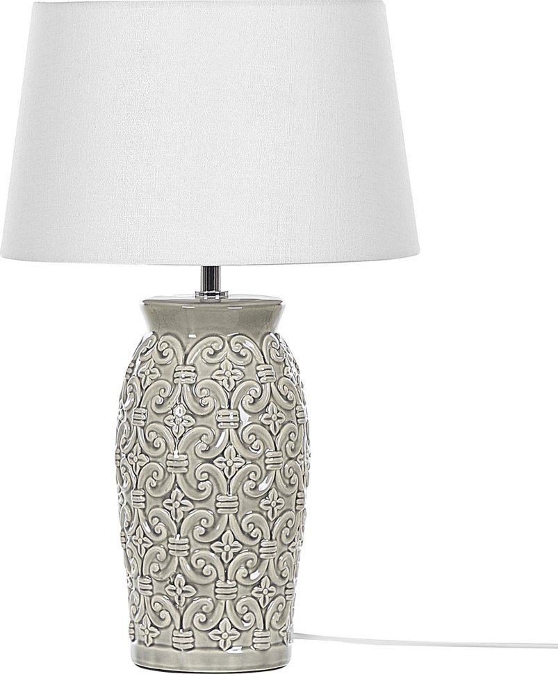 Lampa stołowa Beliani Lampa stołowa ceramiczna szara KHOPER