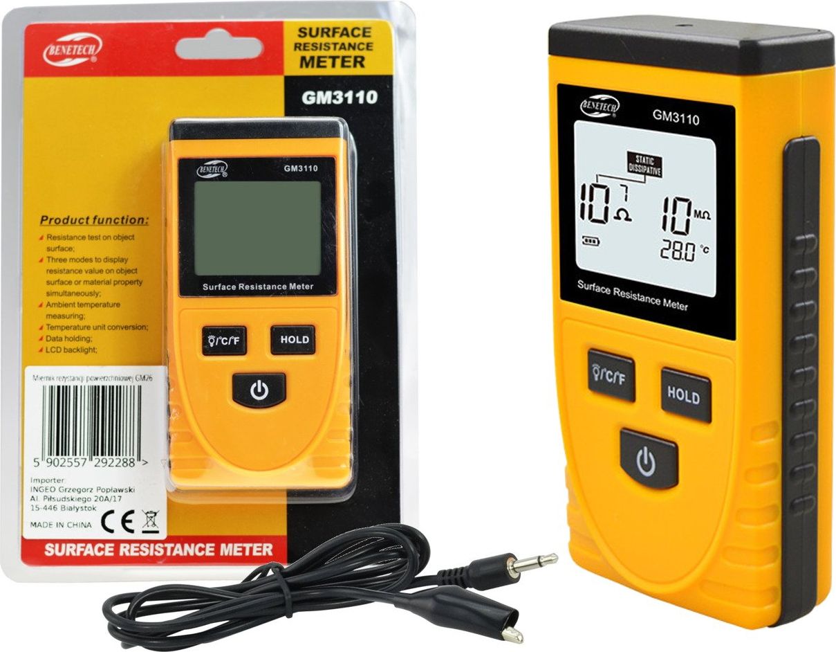 Benetech miernik rezystencji powierzchniowej ESD uniwersalny (GM26)