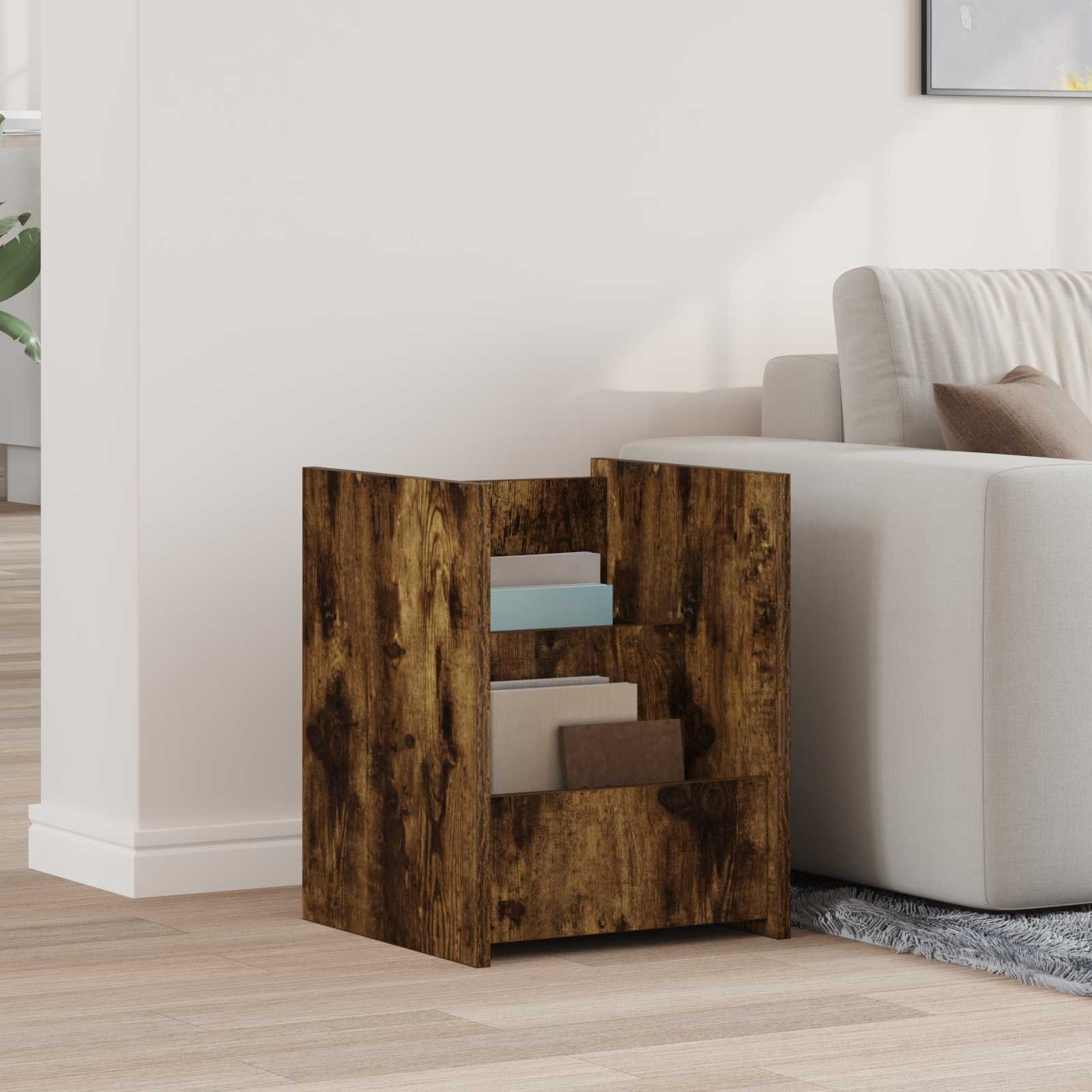 vidaXL Stolik boczny z półką wędzone dębowe 35 x 35 x 45 cm