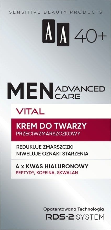 AA Men Advanced Care Vital Krem do twarzy przeciwzmarszczkowy dla mężczyzn 40+ 50 ml