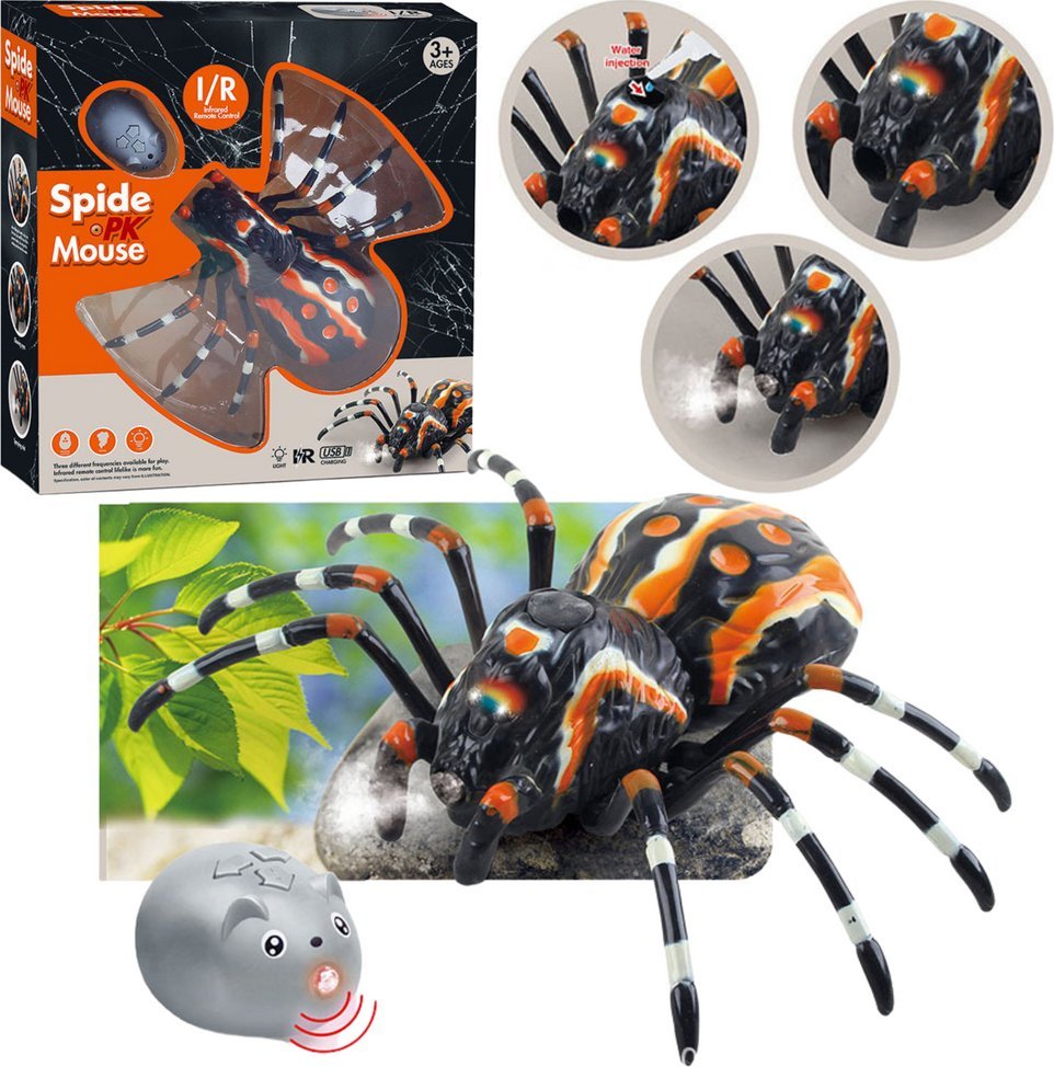 LeanToys Zdalnie Sterowany Pająk Tarantula Podczerwień Czarny R/C ST
