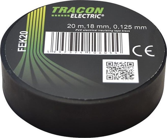 Tracon Electric Taśma izolacyjna 20mx18mm czarny
