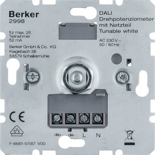 Berker DALI rotary potentiometer Tunable wh with power supply 2998