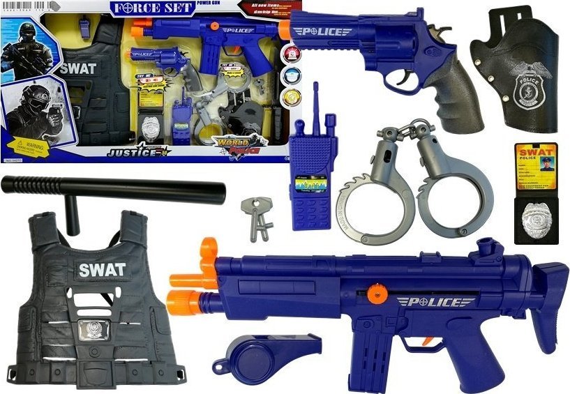 LeanToys Zestaw Policyjny Karabin Odgłosy Strzelania Naciąg