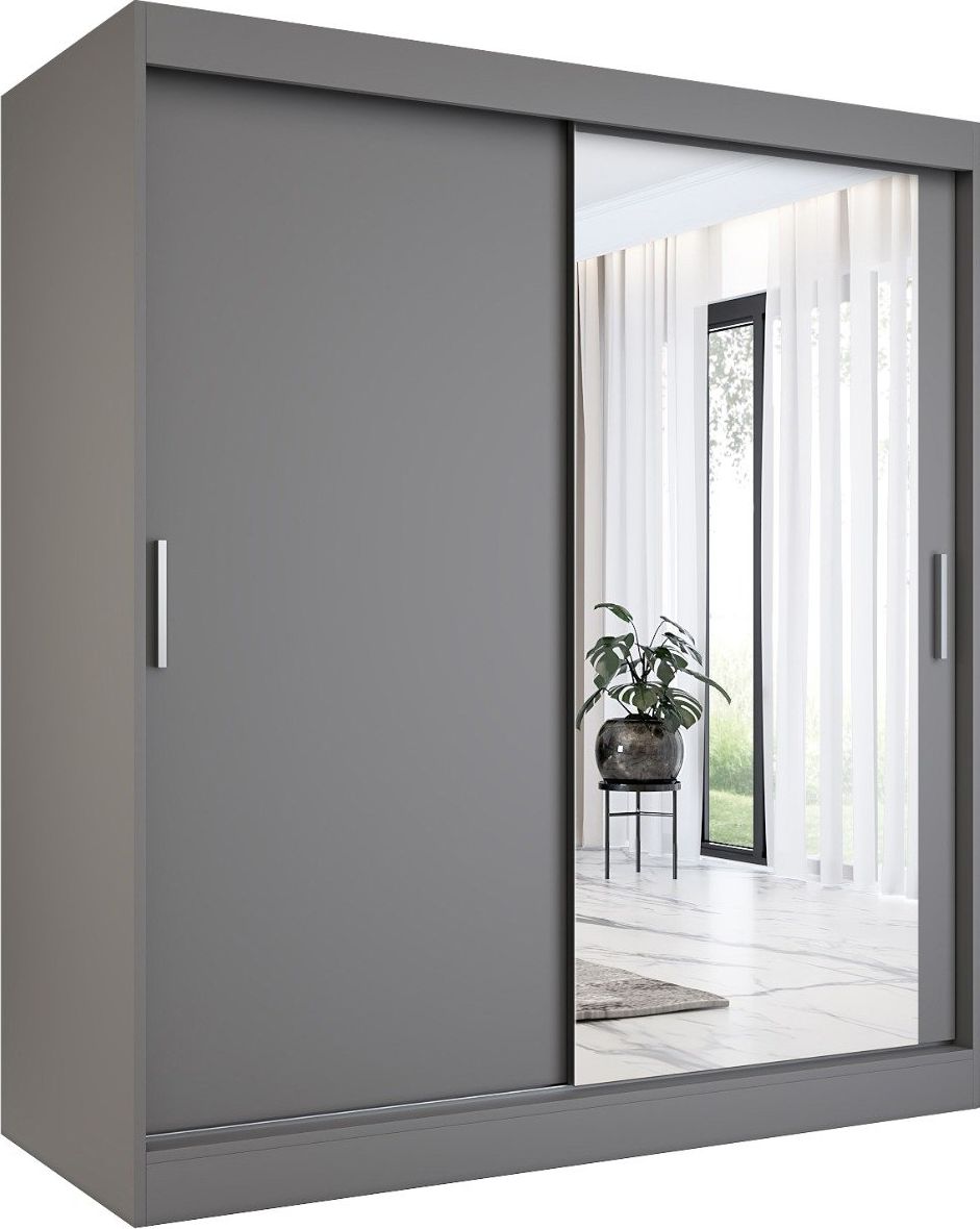 MKPOL Szafa przesuwna MODUO COMFORT 180 antracyt z lustrem po prawej